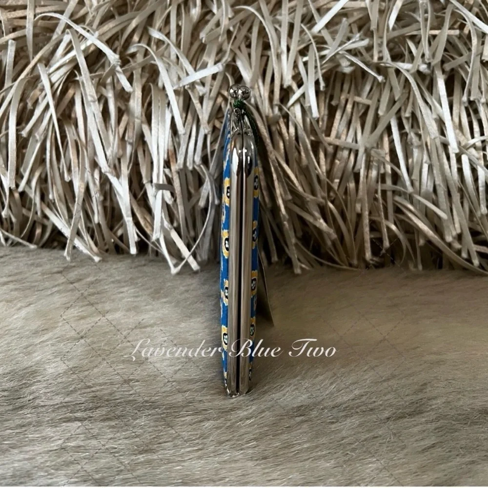 New VERA BRADLEY Riviera Blue 2008! Hugs-n-Kisses Photo Holder Blue Yellow Y2K